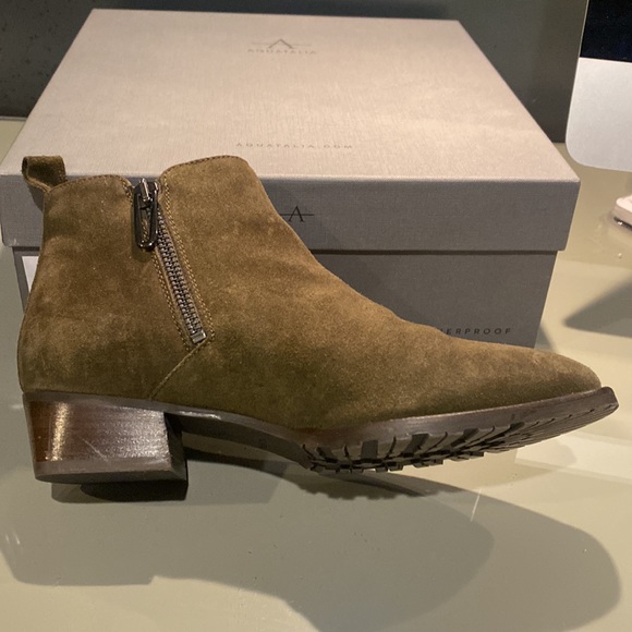 Aquatalia Fantina Suede Ankle Boots Weatherproof Size 7.5 Color “Herb” EUC - Picture 8 of 13